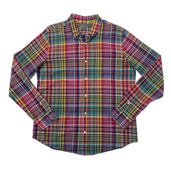 Vince Shirt Mens XL Extra Large Multi Plaid Button Up Long Sleeve Cotton - Picture 1 of 9
